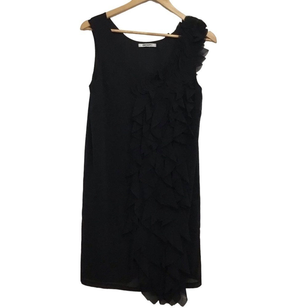 DKNYC Black Dress Embellishments Black Petals